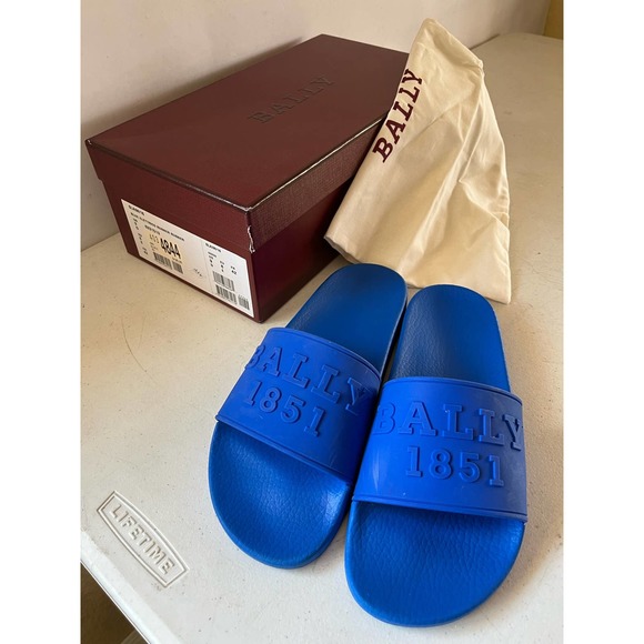BALLY BLUE RUBBER SLIDES USA9 main image 10